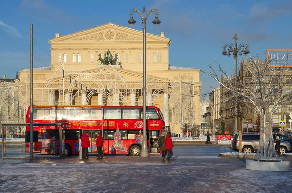 Téli látképe a Bolsoj Színház, Moszkva, Oroszország — Stock Fotó