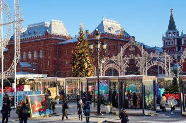 Noel dekorasyon Manezh kare, Moskova, Rusya Federasyonu