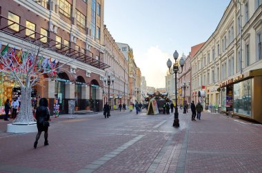 Moskova, Rusya Arbat Caddesi'nde kış görünümü
