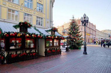 Moskova, Rusya Arbat Caddesi'nde kış görünümü