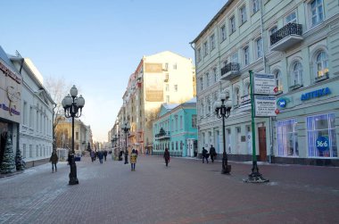 Moskova, Rusya Arbat Caddesi'nde kış görünümü
