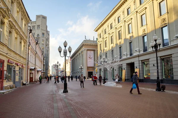 Vue d'hiver sur la rue Arbat à Moscou, Russie — Photo