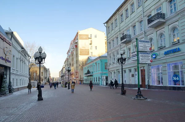 Χειμερινή άποψη σχετικά με την Οδό Arbat, Μόσχα, Ρωσία — Φωτογραφία Αρχείου