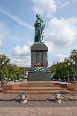 Anıt şair Alexander Pushkin Tverskaya Street, Moskova, Rusya