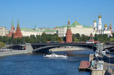 Cityscape Moskova Kremlin ve Moskova Nehri, Moskova, Rusya Federasyonu