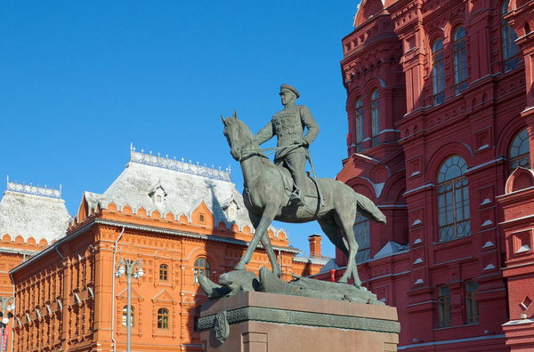 The Monument to Georgy Zhukov at the historical Museum, Moscow, Russia 