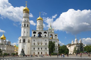 Moskova, Rusya - 11 Temmuz 2017: Moskova Kremlin katedraller mimari topluluğu 
