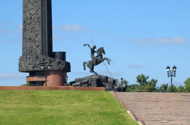 Moskova, Rusya - 31 Ağustos 2017: Anıt St. George Poklonnaya Hill zafer Parkı 