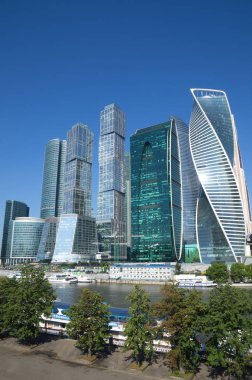 Moskova, Rusya - 10 Ağustos 2017: Taras Şevçenko Moskova Uluslararası İş Merkezi 