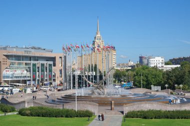 Moskova, Rusya - 31 Ağustos 2017: Çeşme bir heykel 