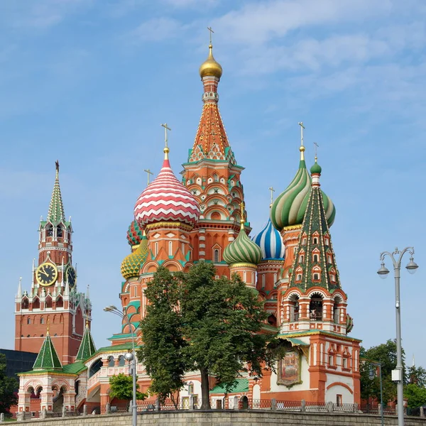 Catedral Pokrovsky Catedral Basilio Torre Spassky Del Kremlin Moscú Rusia — Foto de Stock