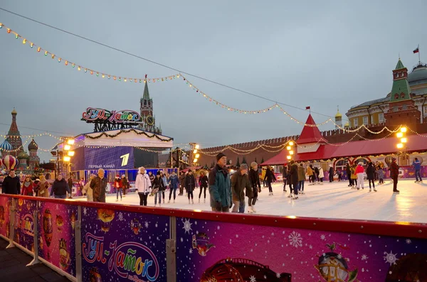 Moscow Russia December 2017 Gum Skating Rink Red Square People — Stock Photo, Image