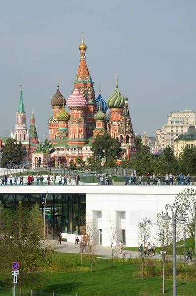 Москва Россия Сентября 2017 Пейзажный Парк Зарядье Москве Россия Виды — стоковое фото