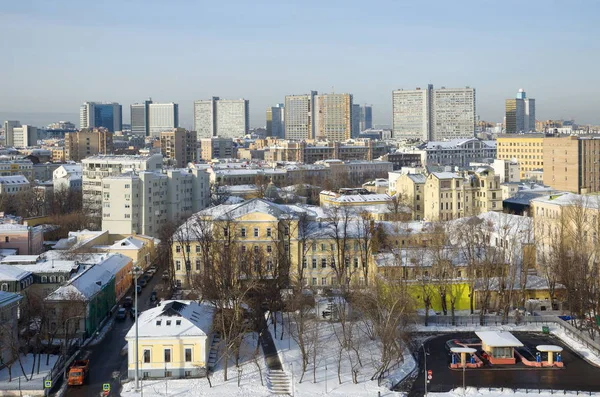 Utsikt Över Moskva Vintern Från Observationsdäck Katedralen Kristus Frälsaren Ryssland — Stockfoto