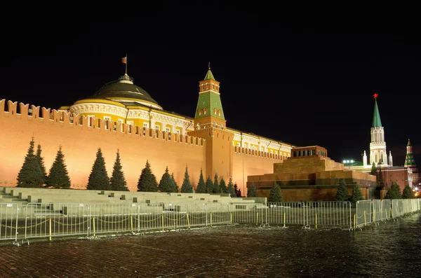 Kremlin Moscú Mausoleo Lenin Plaza Roja Noche Invierno Moscú Rusia — Foto de Stock