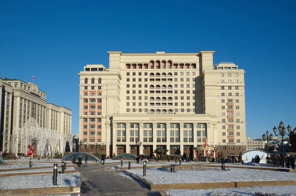 Moscou Russie Janvier 2018 Les Vues Sur Place Manezhnaya Hôtel — Photo