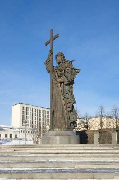 Moscou Russie Janvier 2018 Monument Saint Prince Vladimir Sur Place — Photo
