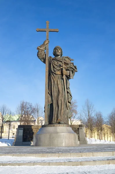 Moscow Russia January 2018 Statue Prince Vladimir Great Borovitskaya Square — Stock Photo, Image