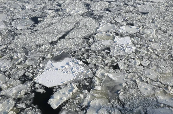 Shattered ice on the river, background