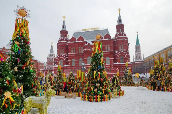 Moscou Rússia Fevereiro 2018 Festival Moscou Maslenitsa 2018 Praça Manege — Fotografia de Stock