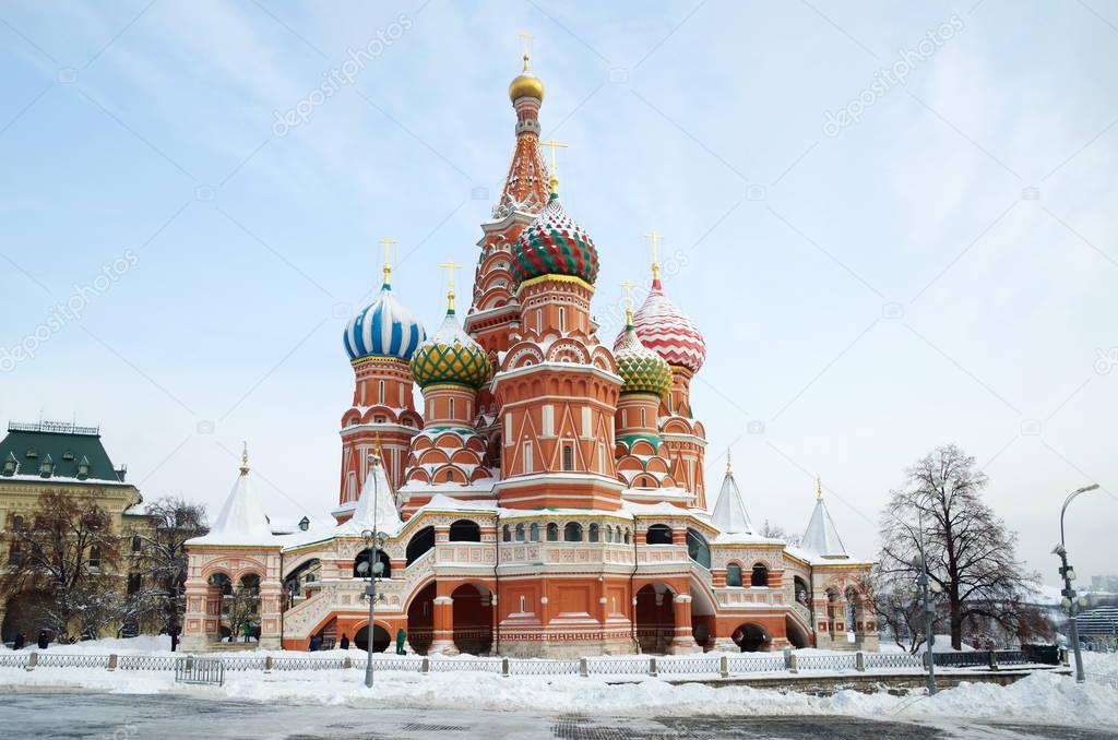 Cathedral of the Intercession of the blessed virgin Mary that on the Moat (St. Basil's Cathedral) on Red square in Moscow, Russia