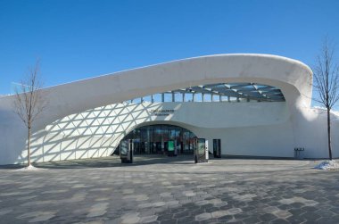 Moskova, Rusya - 19 Mart 2018: Media Center'da doğal Peyzaj Park 