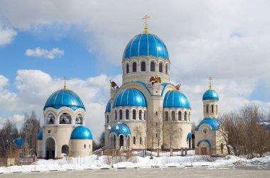 Temple Trinity Life-giving on Borisov Ponds in Moscow. Church in Orekhovo-Borisovo, Russia clipart