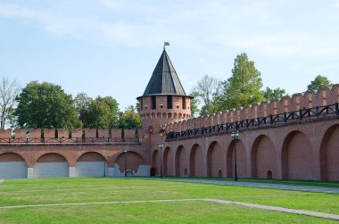 Tula, Rusya - 12 Eylül 2019: Tula Kremlin 'in Nikitskaya Kulesi