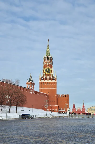 Torre Spasskaya Del Kremlin Moscú Día Invierno Moscú Rusia — Foto de Stock