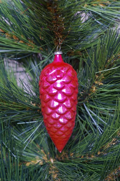 Old Christmas Tree Toy Fir Cone Christmas Tree Close — 스톡 사진
