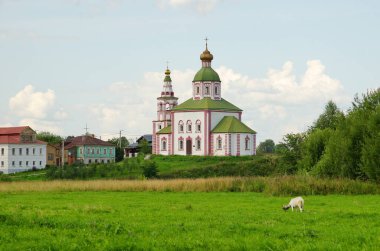 İvanova dağındaki Elijah Kilisesi. Suzdal şehri, Vladimir bölgesi. Rusya 'nın altın yüzüğü