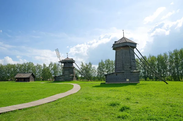 Susdal Russland Juli 2019 Windmühlen Aus Dem Dorf Moshok Sudogodsky — Stockfoto