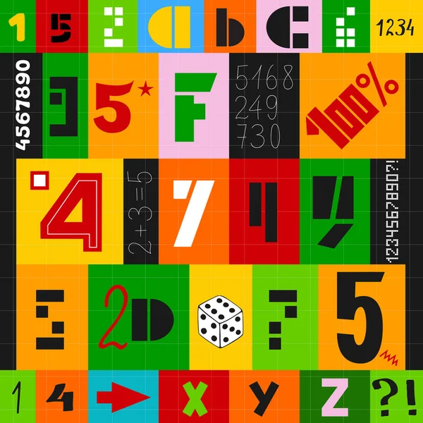 Renkli geometrik şekilleri ve işaretleri olan poster