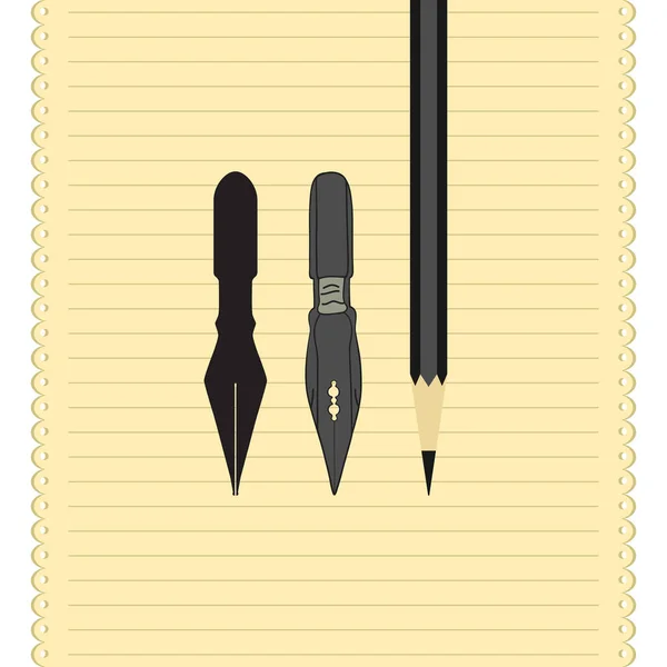 Vintage Paper Pen Pencil — 스톡 벡터