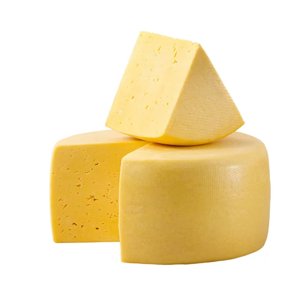 Rueda de queso y sector aislado con recorrido de recorte — Foto de Stock