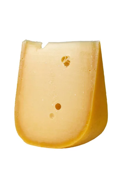 Rebanada de queso viejo aislado con camino de recorte —  Fotos de Stock