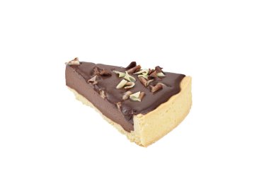Beyaz arka planda izole çikolatalı cheesecake 