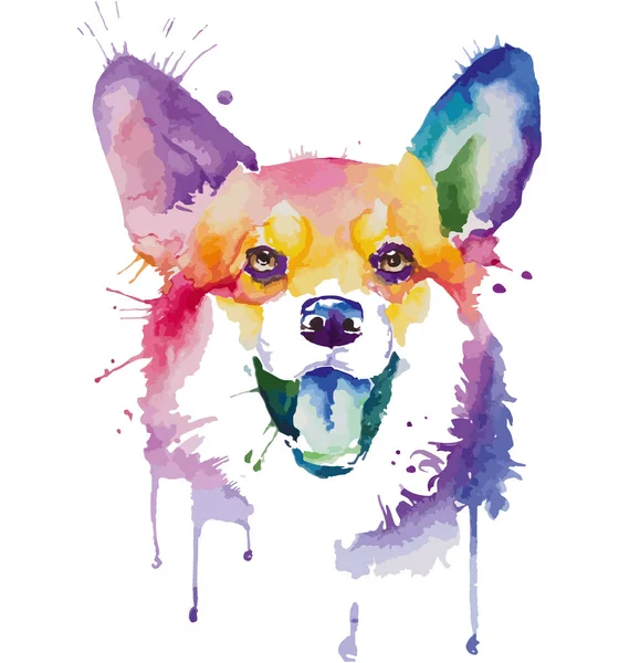 Colored portrait of dog in pop art technique — Stock Vector