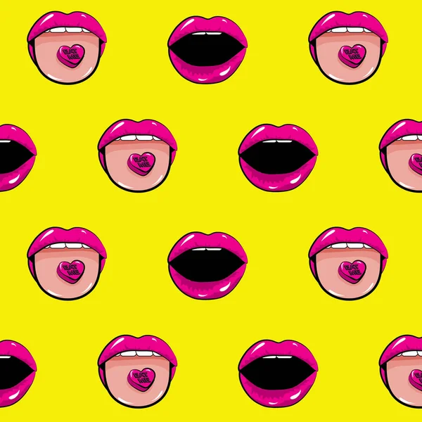 Arte mujer labios conjunto — Vector de stock