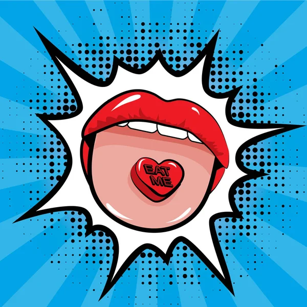 Pop art woman lips — Stock Vector