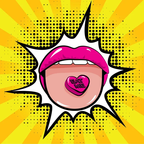 Popart vrouw lippen — Stockvector