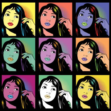 renkli Pop Art kadın desen.