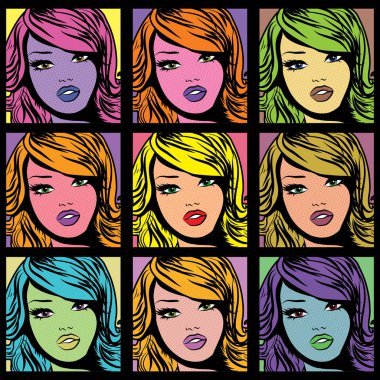 renkli Pop Art kadın desen.