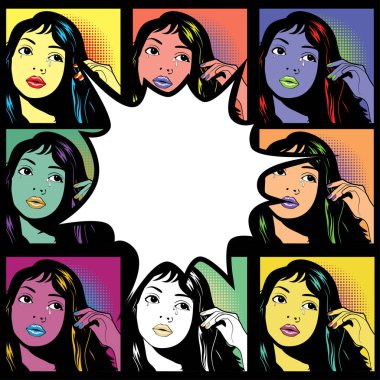 Kadın deseni ile konuşma balonu