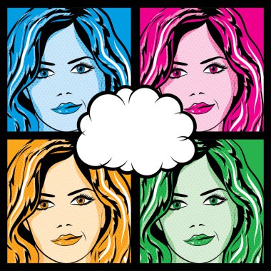 Kadın deseni ile konuşma balonu