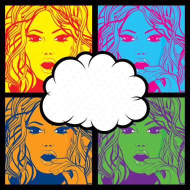 Kadın deseni ile konuşma balonu