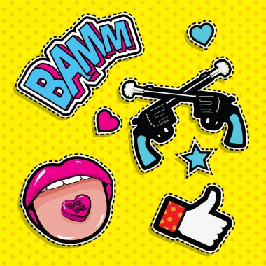 Pop art moda şık yamalar,