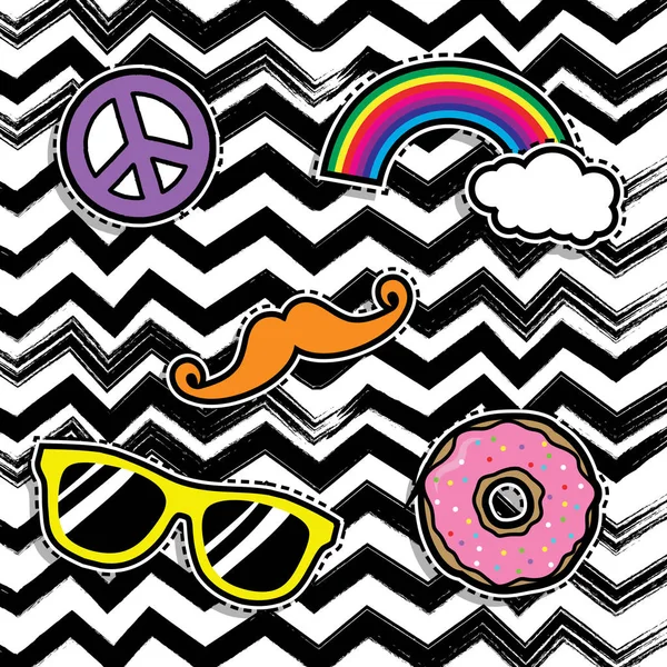 Pop art mode chic patches — Image vectorielle