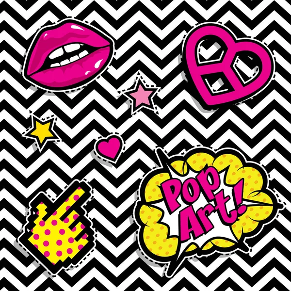 Pop art mody patche chic — Wektor stockowy