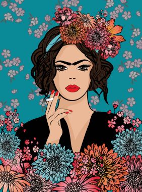 Pop Art Frida Kahlo styl clipart